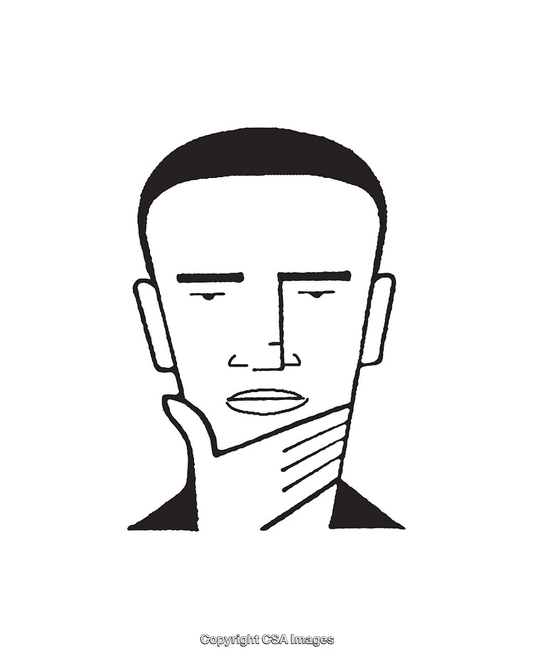 Minimalist Line Art Illustration of a Man in Thoughtful Expression
