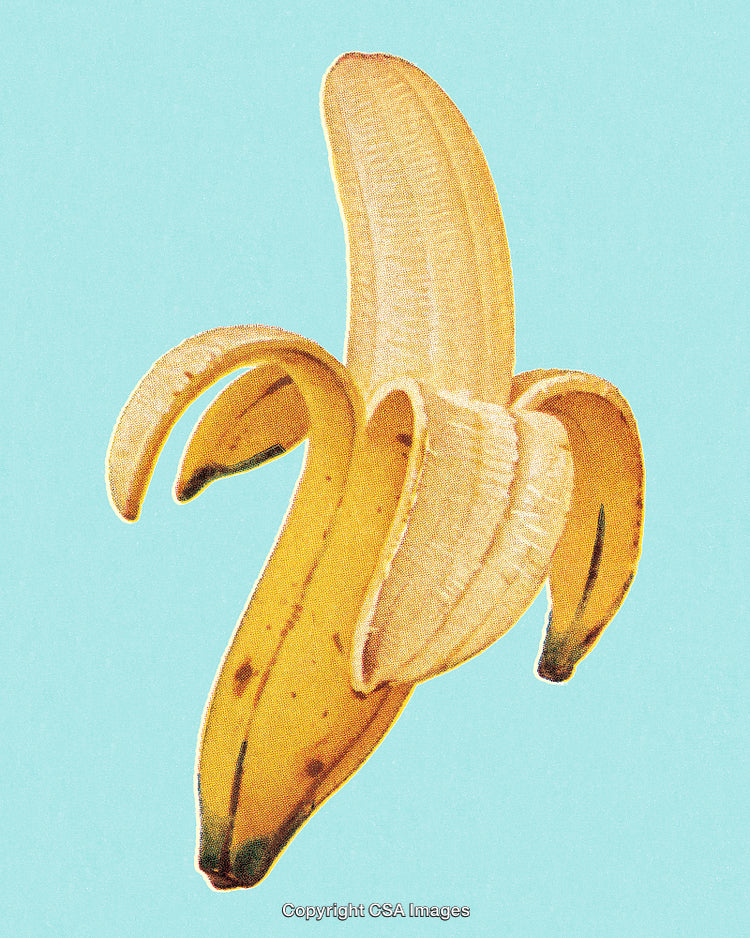Freshly Peeled Banana on a Light Blue Background