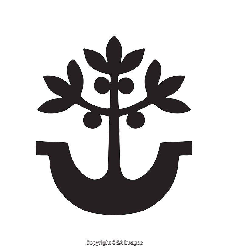 Black and White Line Art of Symbolic Tree Illustration