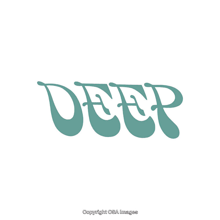 Bold Retro Typography Design with Green 'Deep' Text on White Background