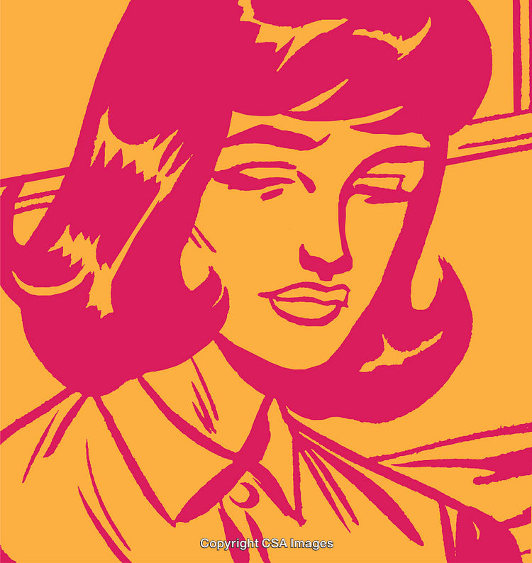Retro Style Colorful Pop Art Portrait of a Woman in Bold Tones