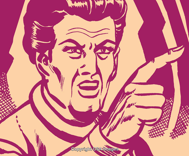 Vintage Comic Art of a Man Pointing with a Surprised Expression