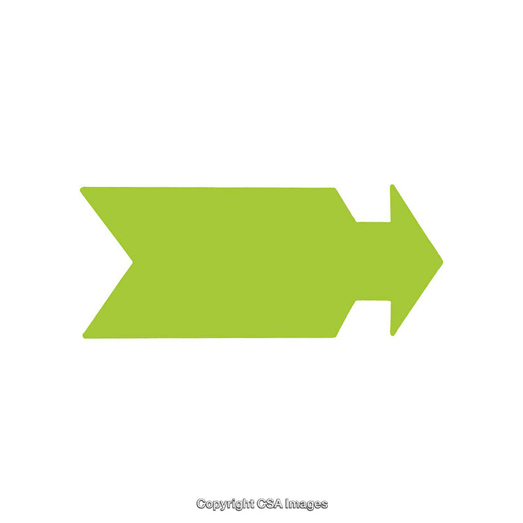 Green Arrow Shape on a White Background Representing Direction and Movement