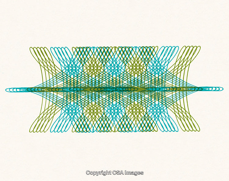 Geometric Art Pattern With Blue and Green Symmetrical Abstract Design