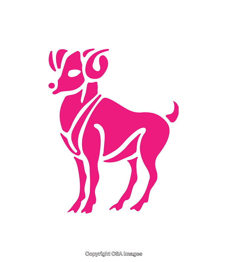 Stylized Icon of a Ram in Vibrant Pink on a White Background