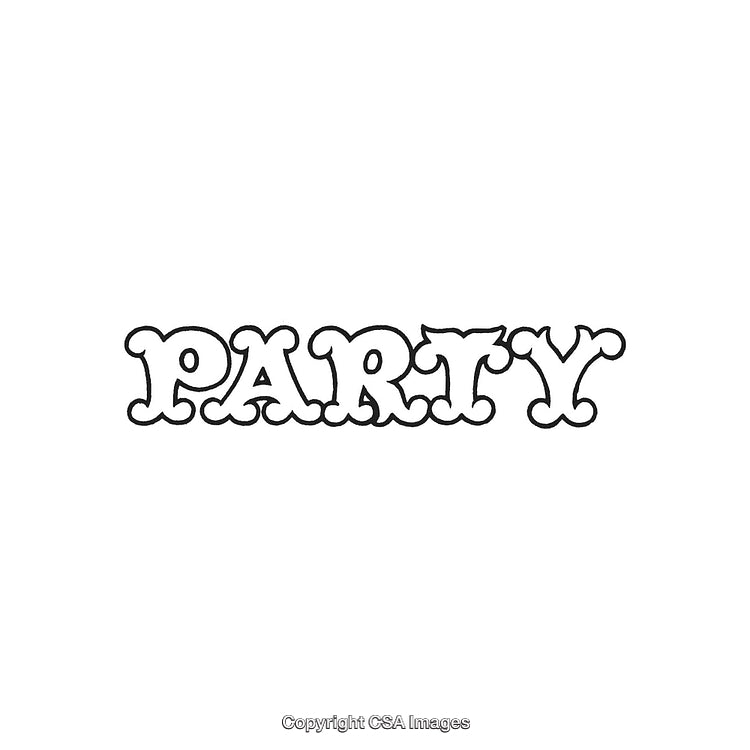Party Word Art Design With Bold Retro-Styled Decorative Black and White Letters