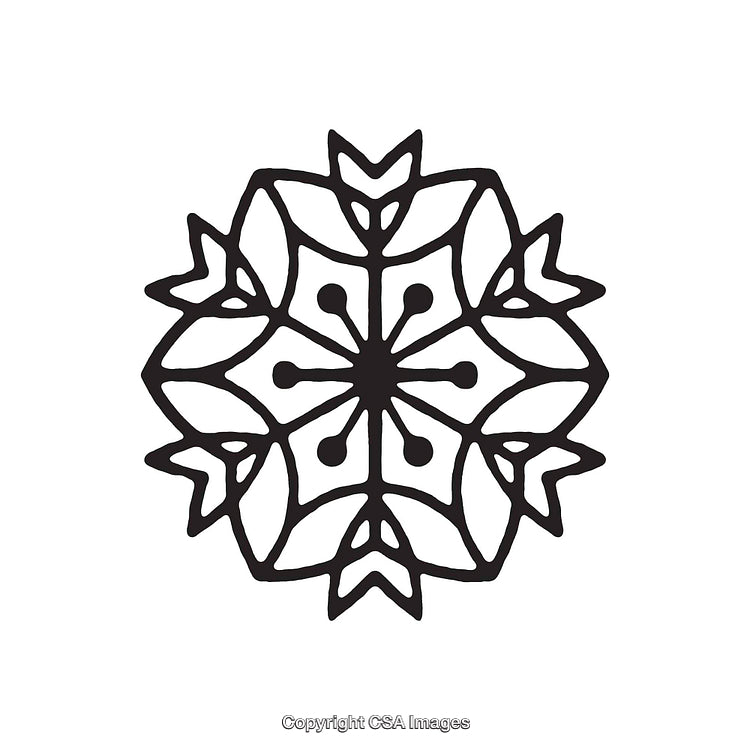 Intricate Black and White Floral Dingbat Design with Geometric Symmetry