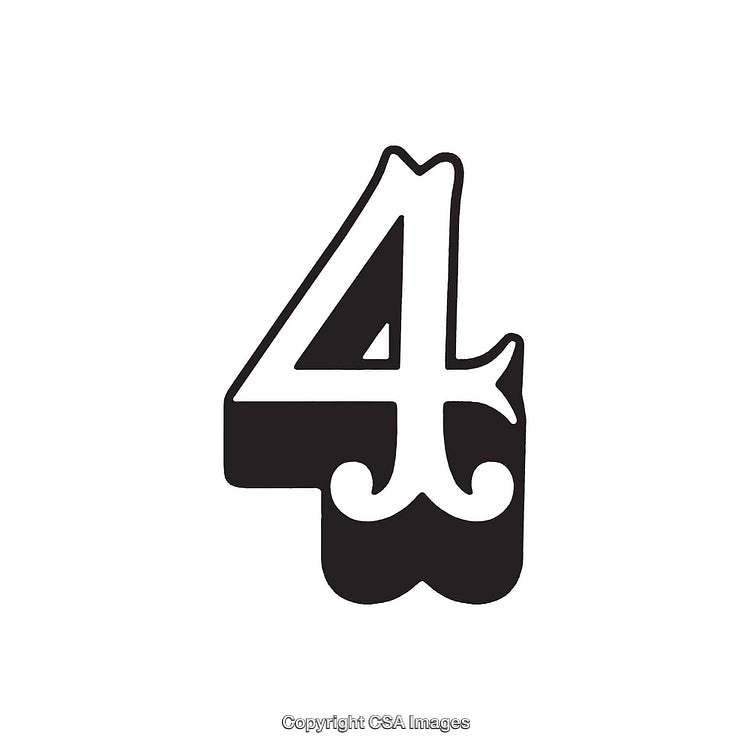 Stylized Black-and-White Illustration of the Number Four
