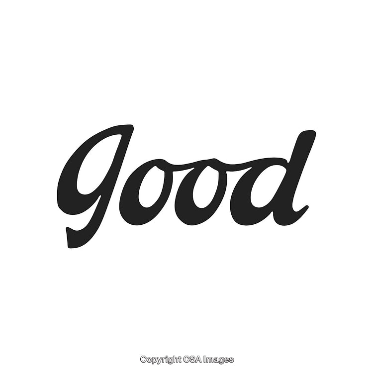 Stylized 'Good' Text Typography Design in Black on White Background