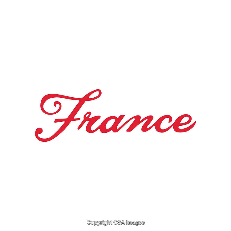 Elegant Red Script Typography Featuring the Word France on White Background