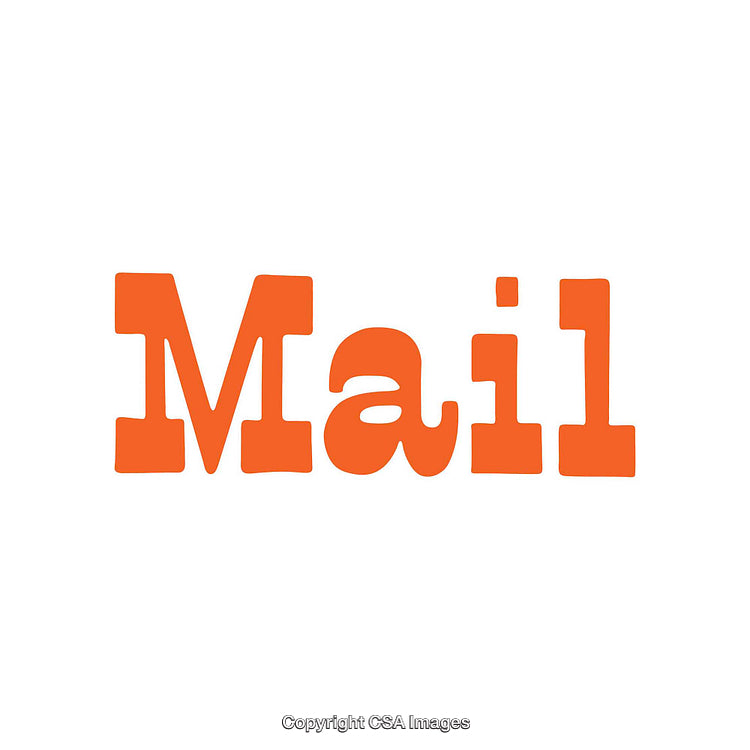 Orange Text Depicting the Word Mail on a White Background