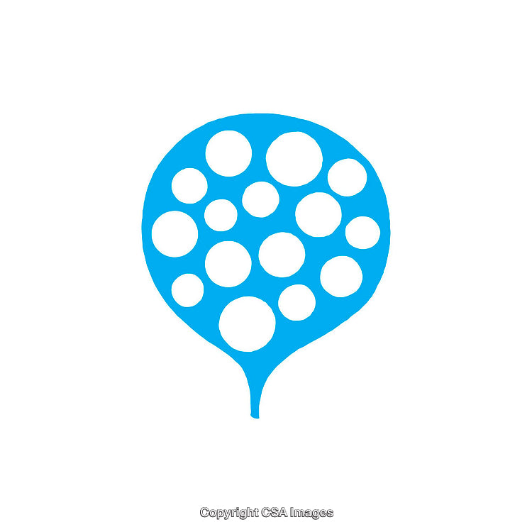 Minimalist Blue Abstract Shape with Circular Dot Pattern on White Background