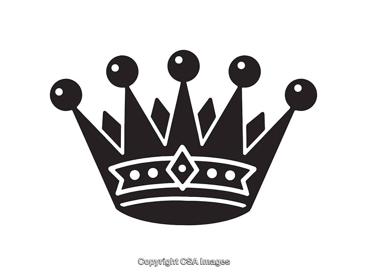 Black And White Crown Icon in Line Art Style