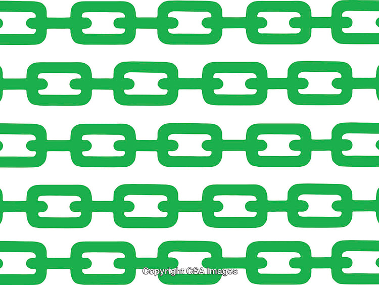 Green Chain Pattern on a White Background with Bold Graphics