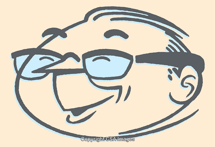 Playful Illustration of a Smiling Face With Eyeglasses in Line Art Style