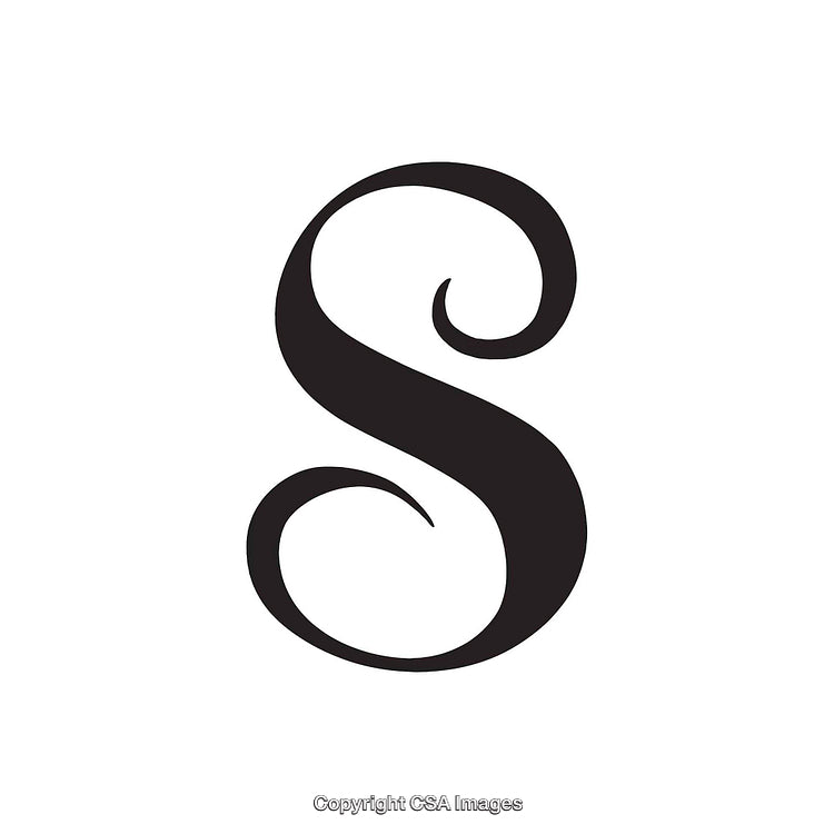 Stylized Black Letter S in an Elegant Serif Font Design