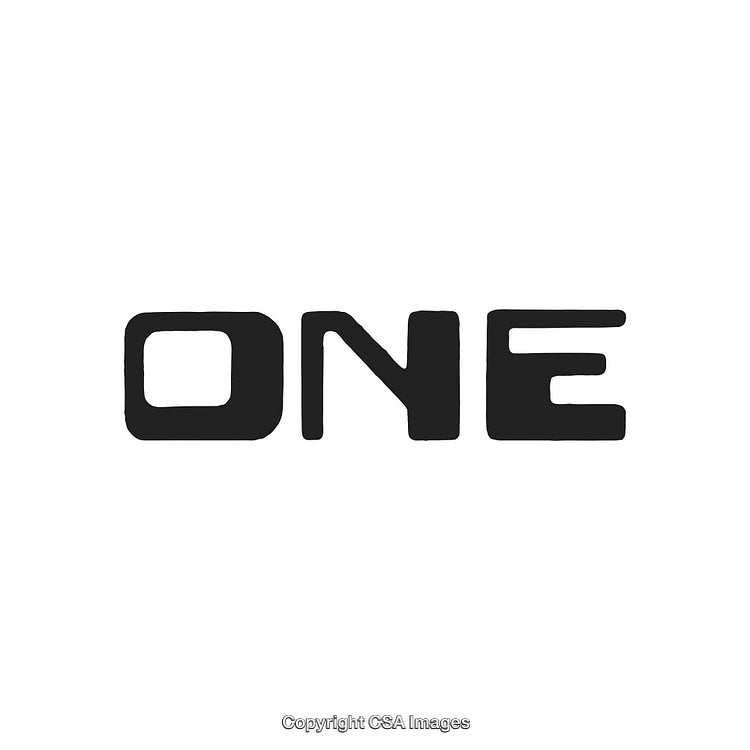 Bold Black Typeface Displaying the Word ONE on White Background
