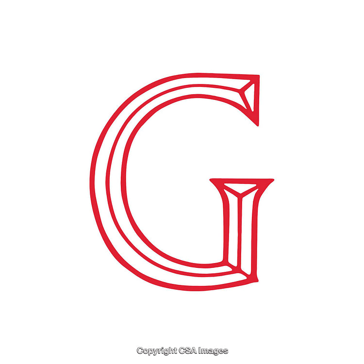 Elegant Red Letter G with Decorative Gothic Style Design