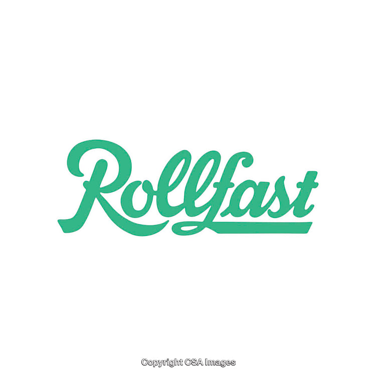 Green Rollfast Logo in Decorative Typeface Incorporating Flowing Lettering Style