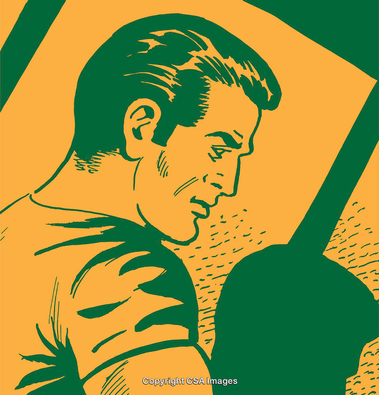 Retro Pop Art Illustration of a Man in Profile View