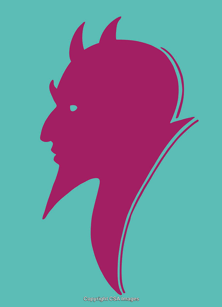 Silhouette of a Devil's Profile in Bold Contrasting Colors