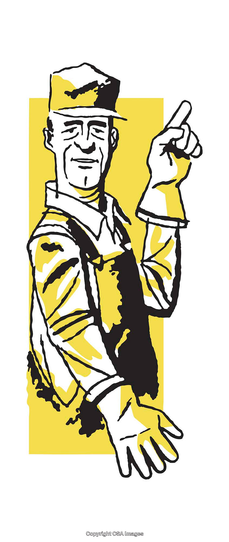 Stylized Illustration of Worker with Glove in Bold Colors