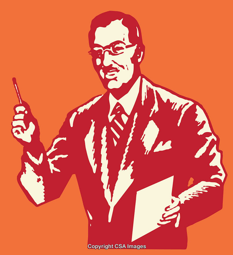 Colorful Retro Style Line Art of a Professional Businessperson with Documents