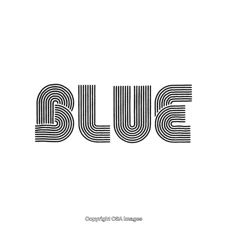 Abstract Retro Typography with Black Line Design Spelling the Word Blue