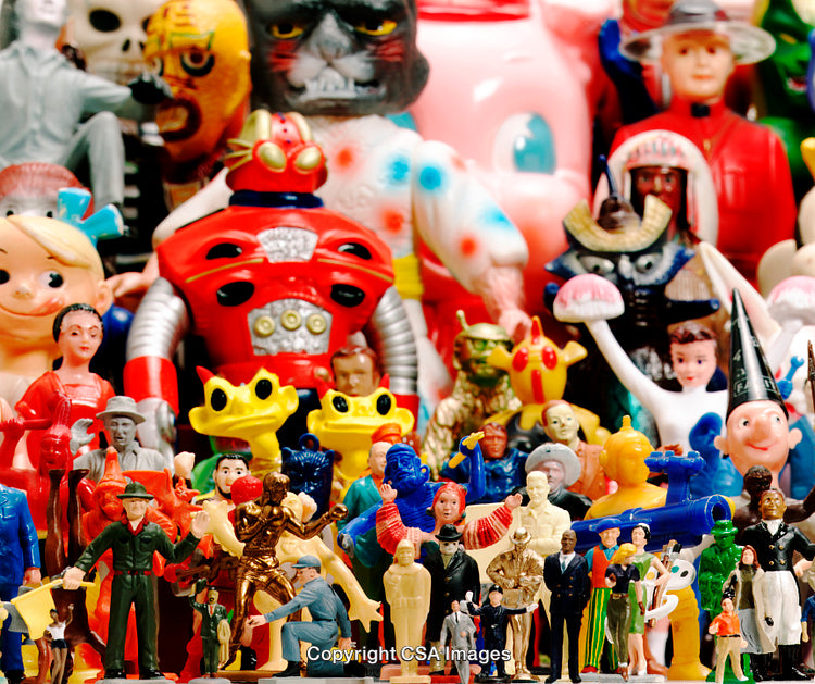 Colorful Collection of Assorted Plastic Toys Showcasing Various Characters and Items