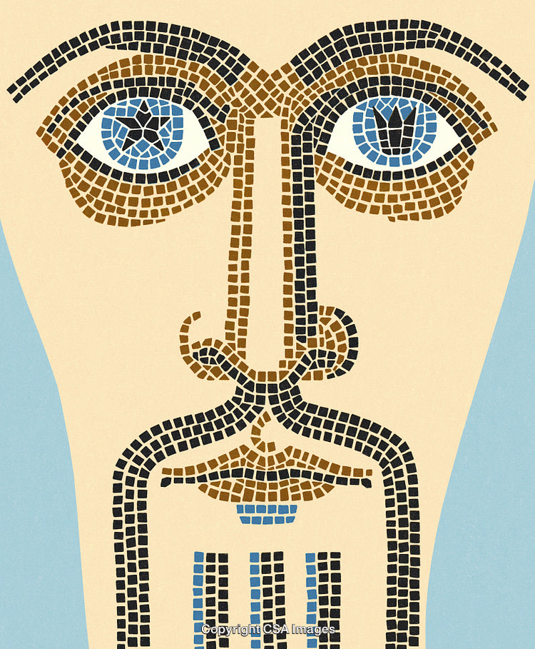 Abstract Mosaic Design of Human Face with Geometric Shapes and Patterns