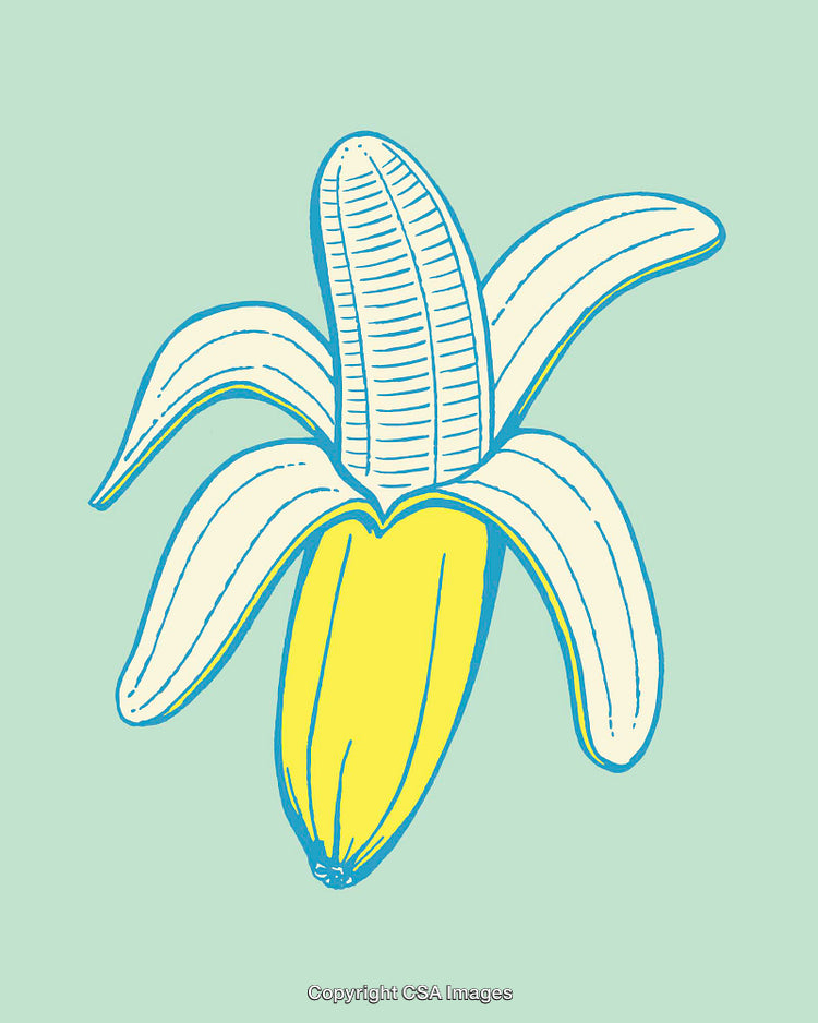 Colorful Line Art Illustration of a Banana with Artistic Style