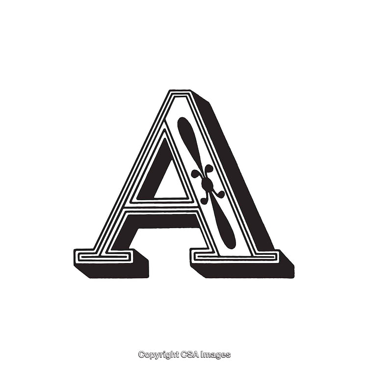 Ornate Letter A With Decorative Elements on White Background