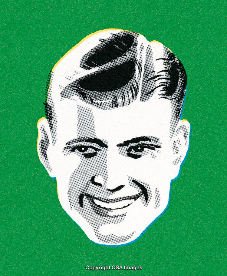Vintage Stylized Portrait Illustration on Bold Green Background