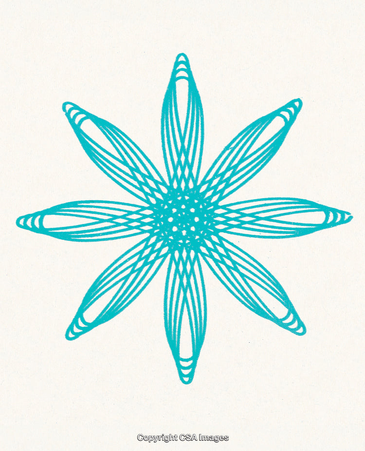 Abstract Turquoise Geometric Design With a Floral Pattern on White Background