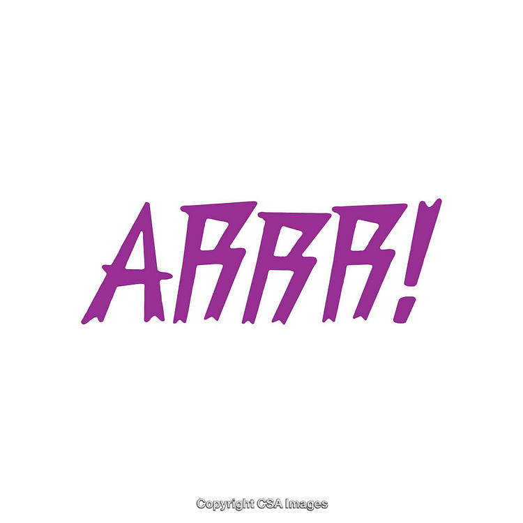 Bold Purple Text Illustration with Stylized Font Reading 'ARRR!'