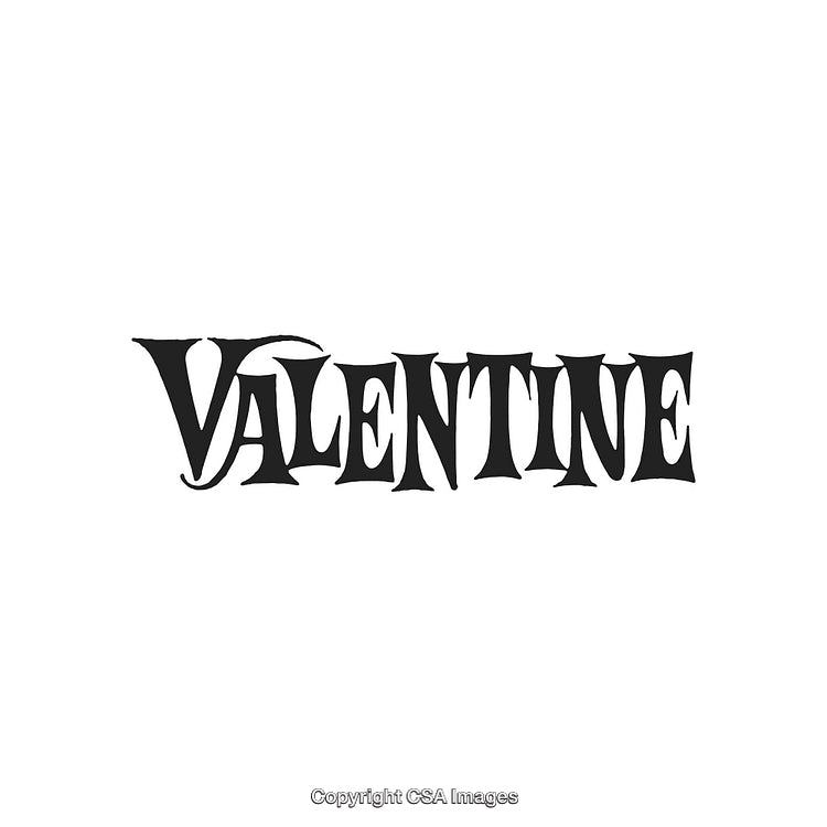 Valentine Text in Artistic Gothic Style for Romantic Themes