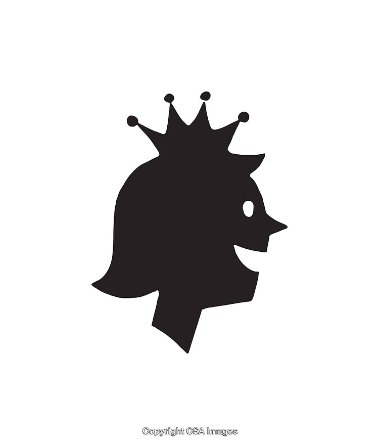 Silhouette Icon of a Princess with a Crown and a Smile