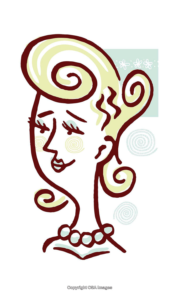 Colorful Retro Style Portrait Drawing with Decorative Elements