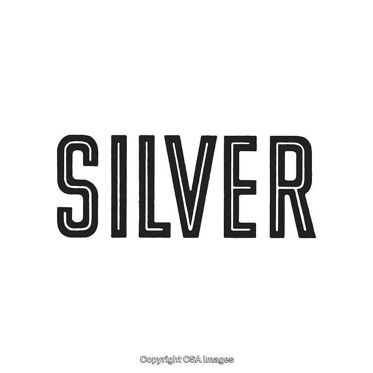 Vintage Typography Design with Black Text Presenting 'Silver' On White Background