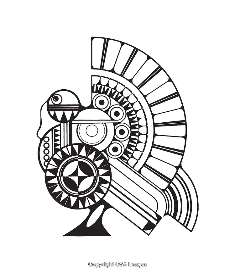 Black And White Abstract Tribal Line Art Illustration With Geometric Patterns
