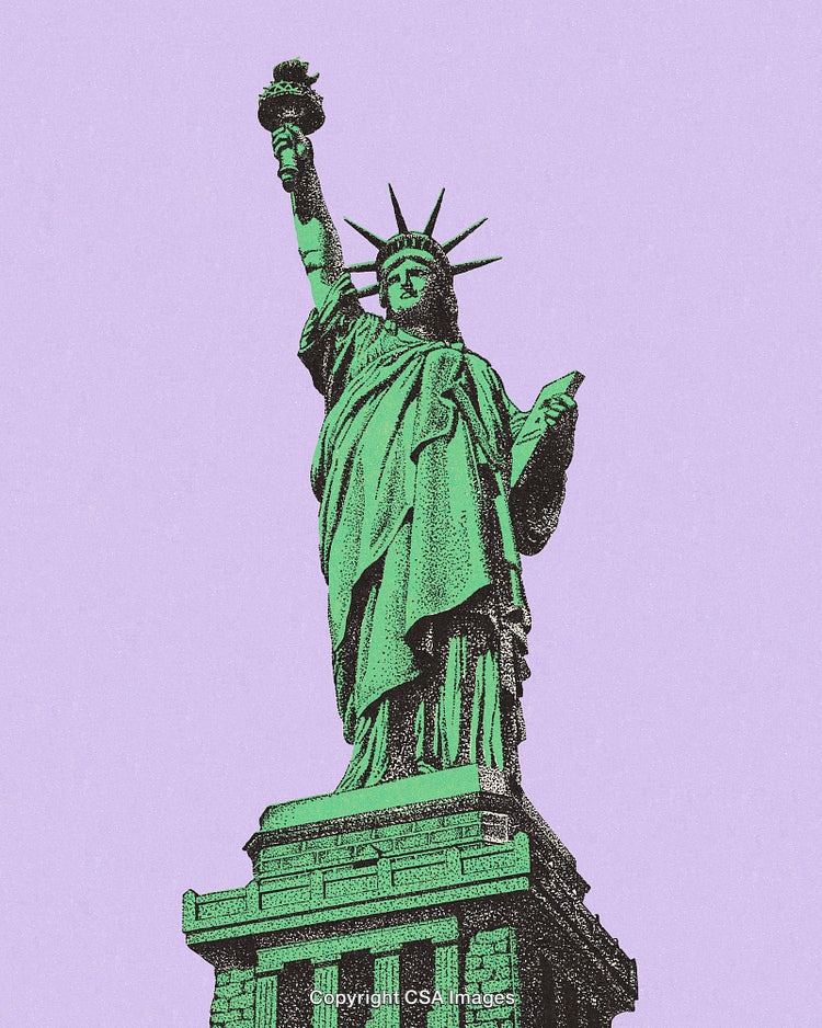 Abstract Pop Art Style Statue of Liberty With Vibrant Colors