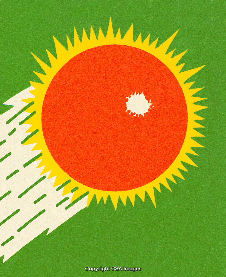 Modern Graphic Illustration of Minimalist Sun on Green Background