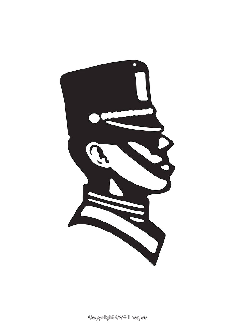 Minimalist Black and White Illustration of a Guard's Profile