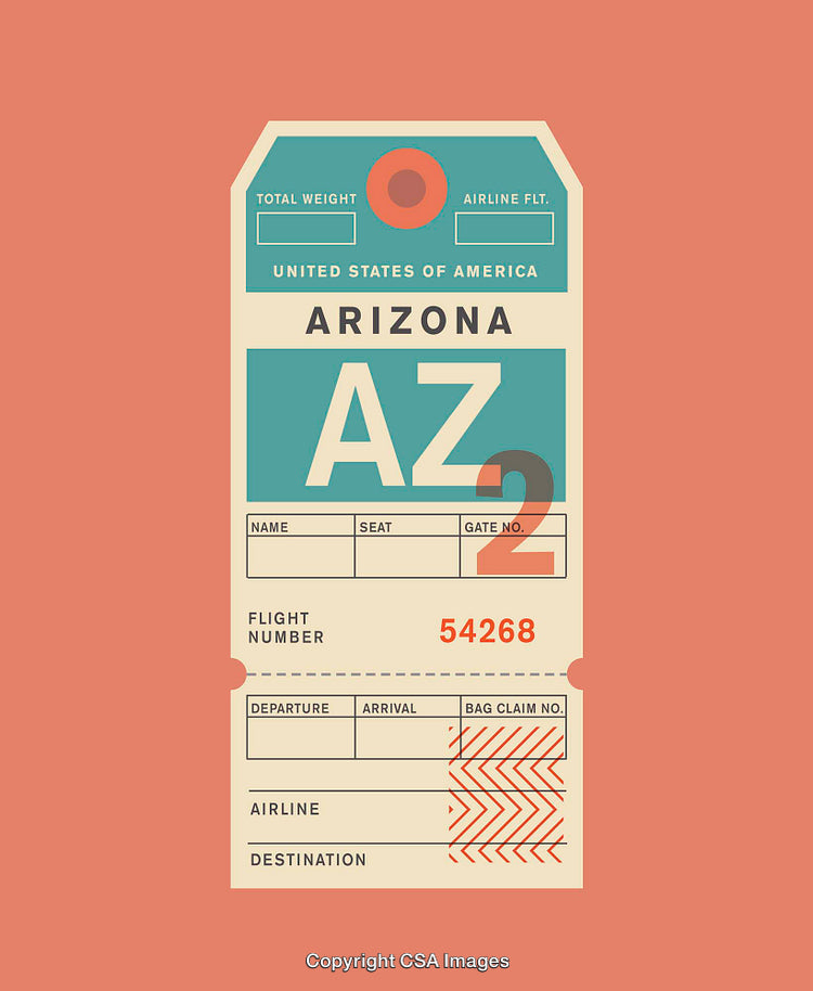 Vintage Arizona Airline Bag Tag with Retro Travel Design Aesthetic