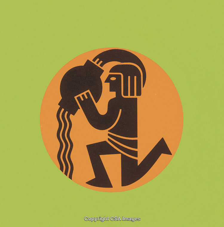 Illustration of Aquarius Symbol on a Bright Background Design
