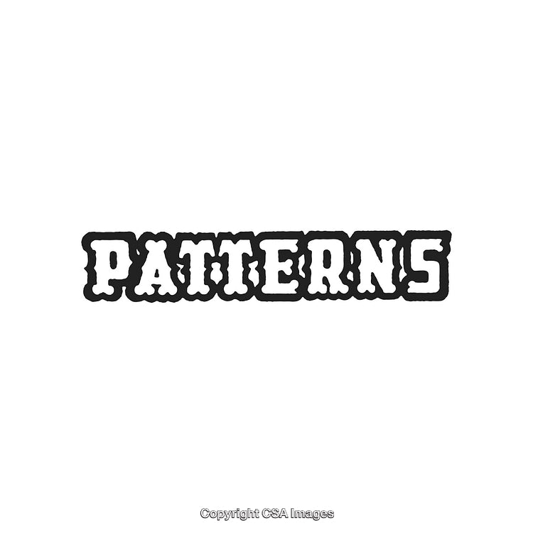 Bold Black And White Typography Featuring The Word 'Patterns' With Unique Styling