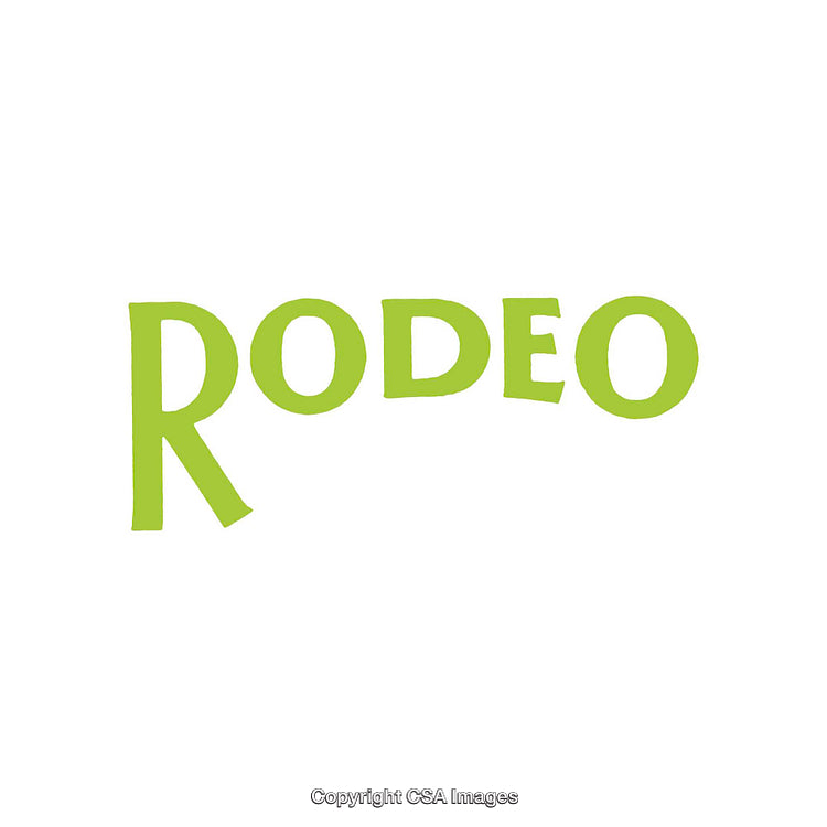 Bold Green Rodeo Text on White Background for Simple Design