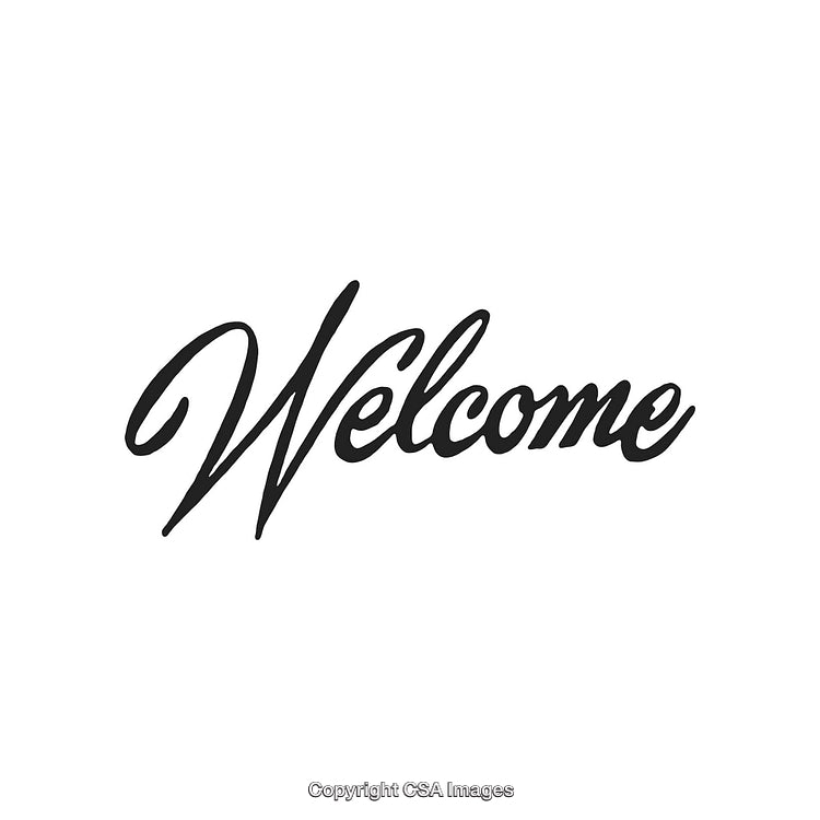 Elegant Black Script Welcome Text on a Plain White Background