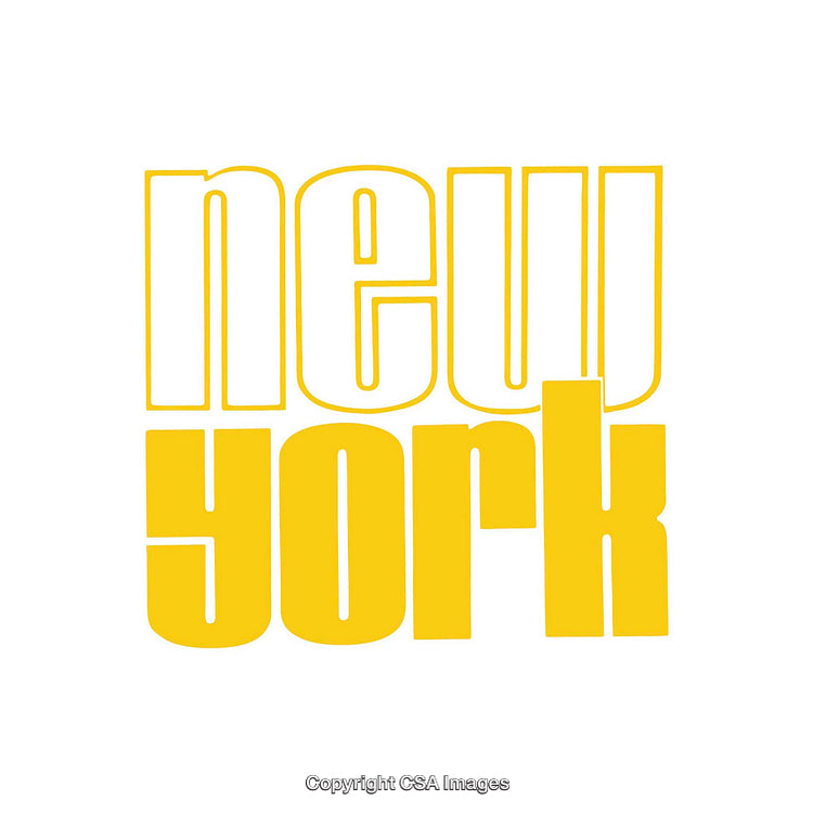 Yellow New York Typography Against Clean White Background in Bold Font Style