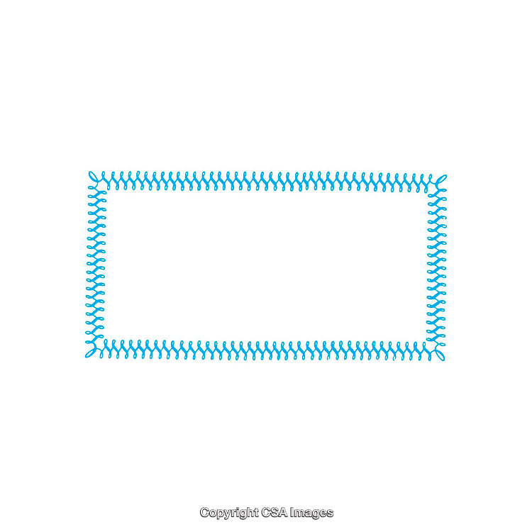 Rectangular Design With Blue Wavy Border on White Background for Decoration